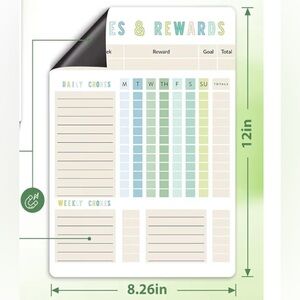 Magnetic dry erase chore chart, chores and rewards